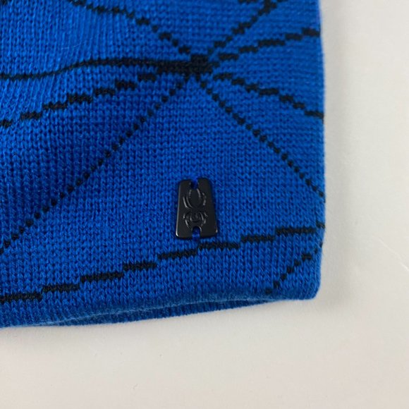 NEW Spyder Web Beanie Hat Cap Toque Blue Ski Snowboard Men's One Size Fits Al - Picture 2 of 7